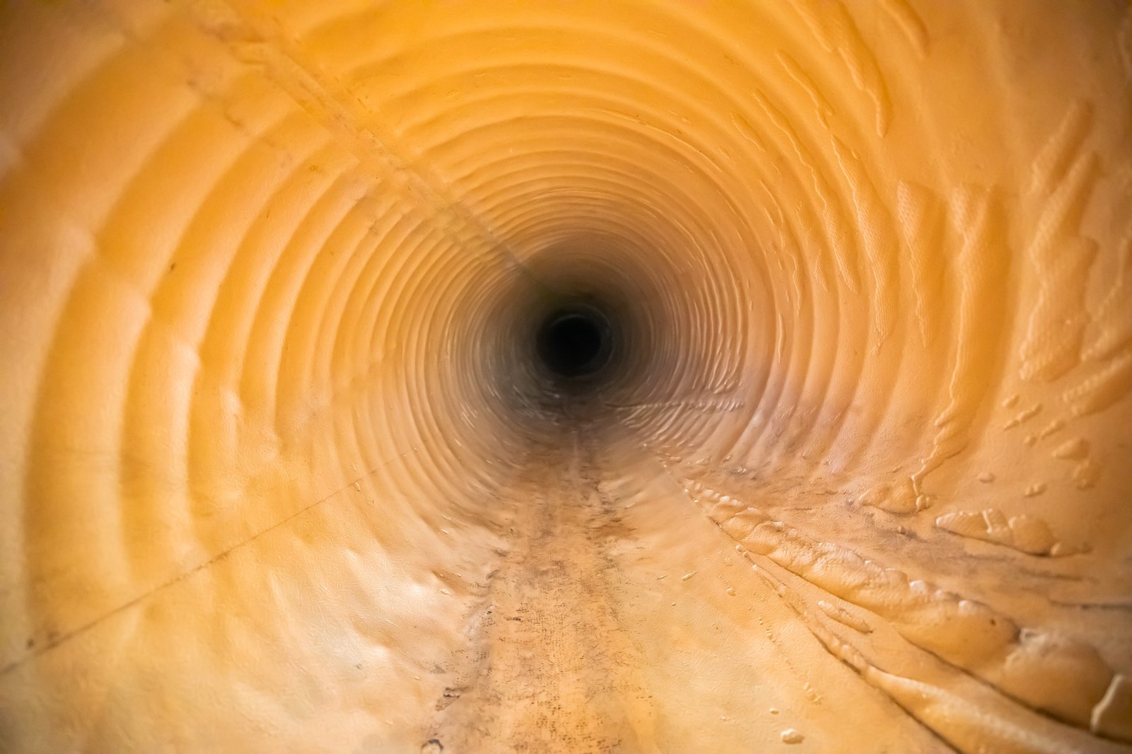 Looking through a lined culvert, seventeen years after installation