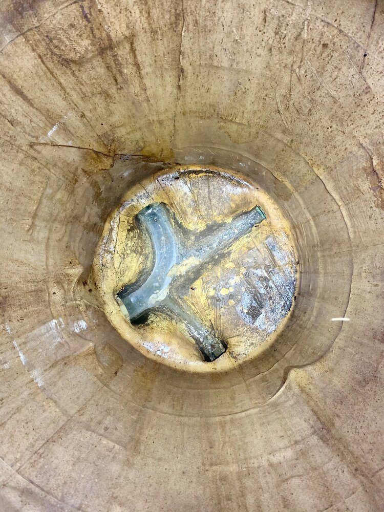 Looking down into a lined manhole